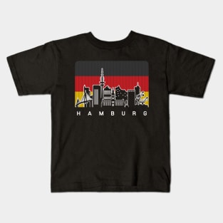 Hamburg Germany Skyline German Flag Kids T-Shirt